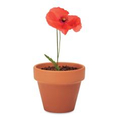 Terakotový květináč - mák RED POPPY