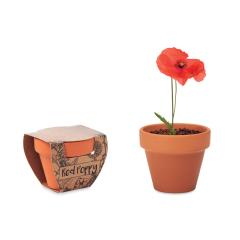 Terakotový květináč - mák RED POPPY