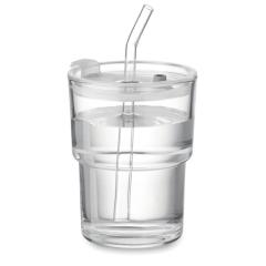 Skleněný kelímek s brčkem 400ml SIP