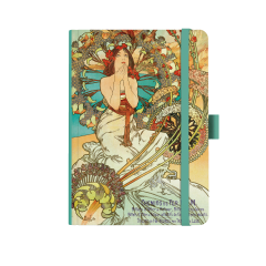  Notes A5 Premium 120g - Alfons Mucha 2027 - tečky - Tyrkysový